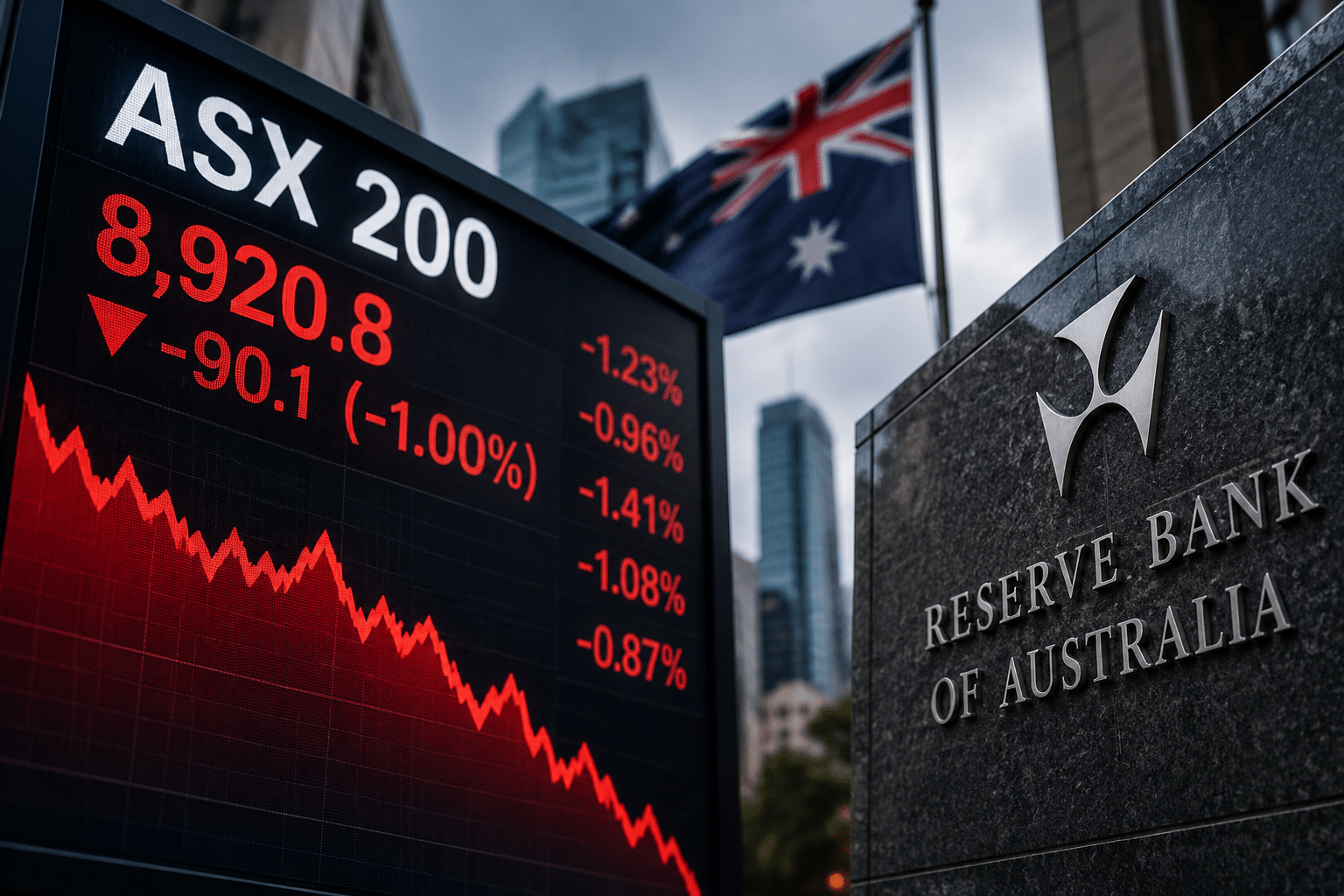 ASX 200 falls to six-week low as RBA rate hike fears hit Australian stocks